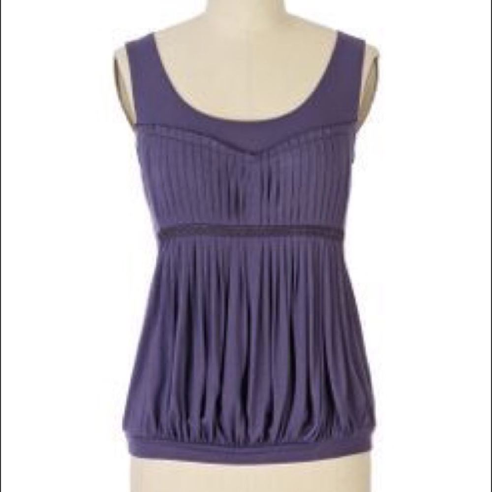 Anthropologie Rails Purple Pleated Jersey Tank